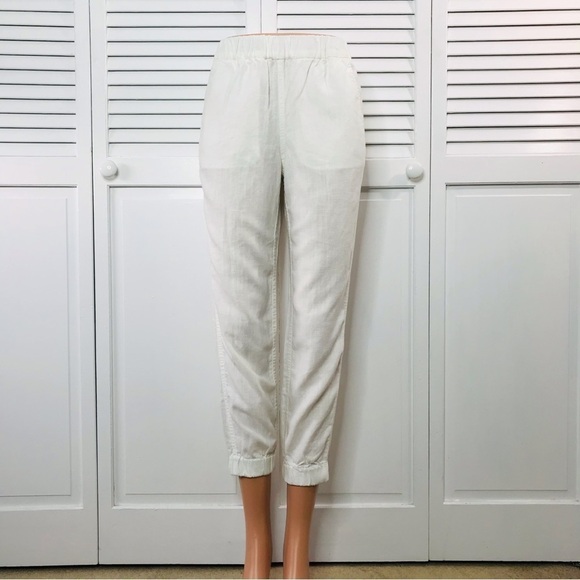 J. Crew White Linen Cropped Pants Size 0 - Picture 1 of 9